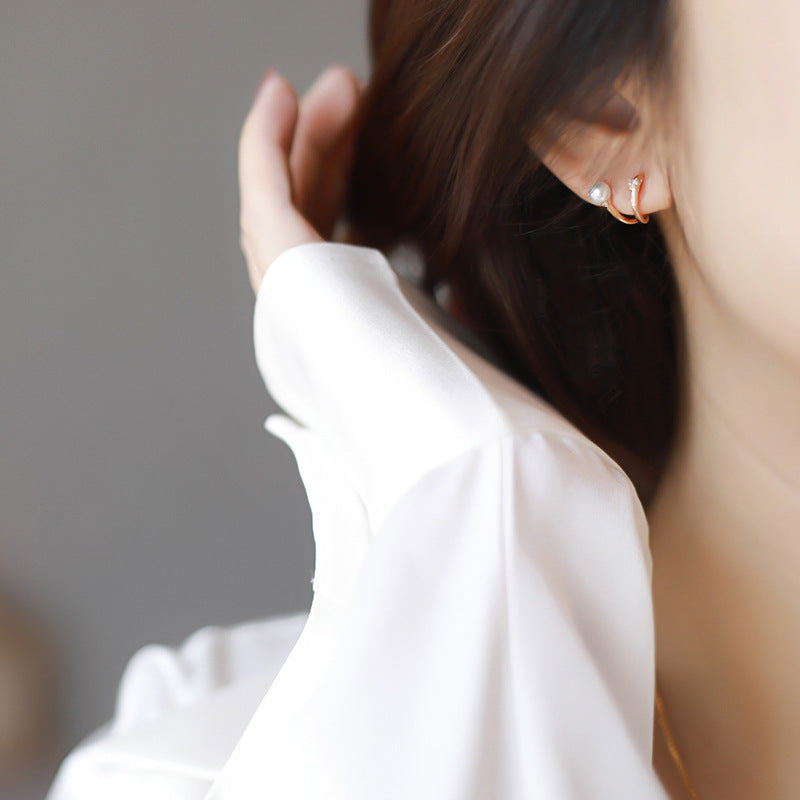 Wholesale Chic Fake Pearl Mosquit Repellent Clip On Earrings Double Layer Boutique Resale