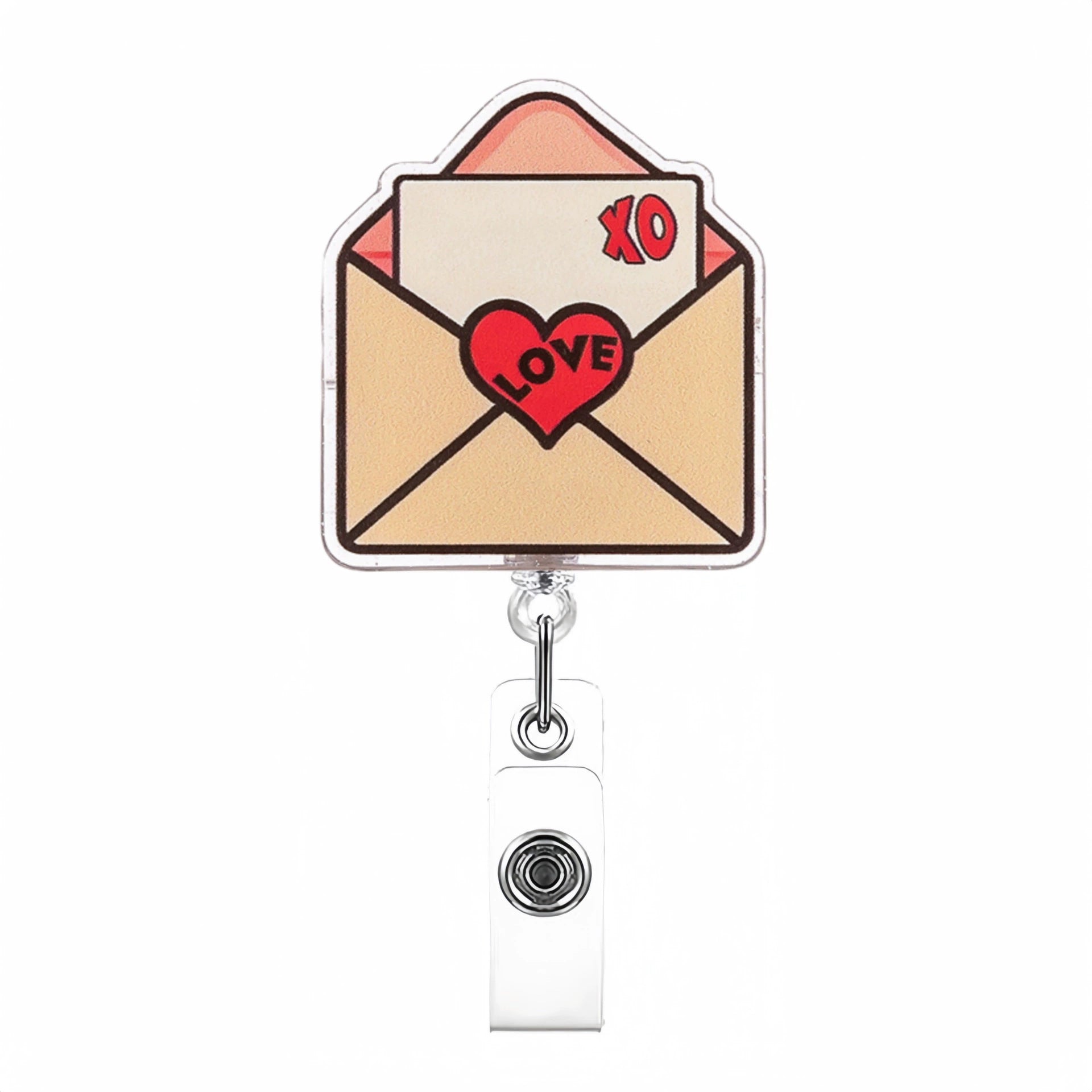 Wholesale Love Romantic Workplace  Acrylic Retractable Rotating Badge Keychain