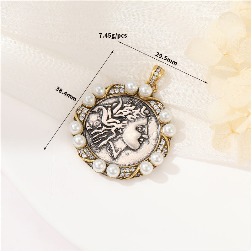 Wholesale Copper Greek Roman Retro Figure Pendant Necklace Fashion Accessory for Boutique Resale