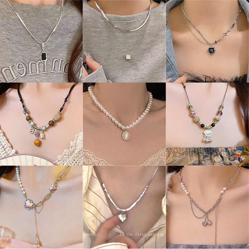 Wholesale pearl necklace versatile titanium steel sweater chain ACC-NE-Sengw002