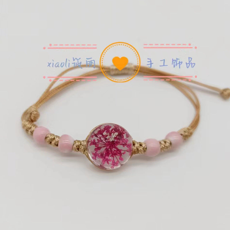 Wholesale Handwoven Colorful Ceramic Beads Natural Real Flower Bracelet ACC-BT-Youl011