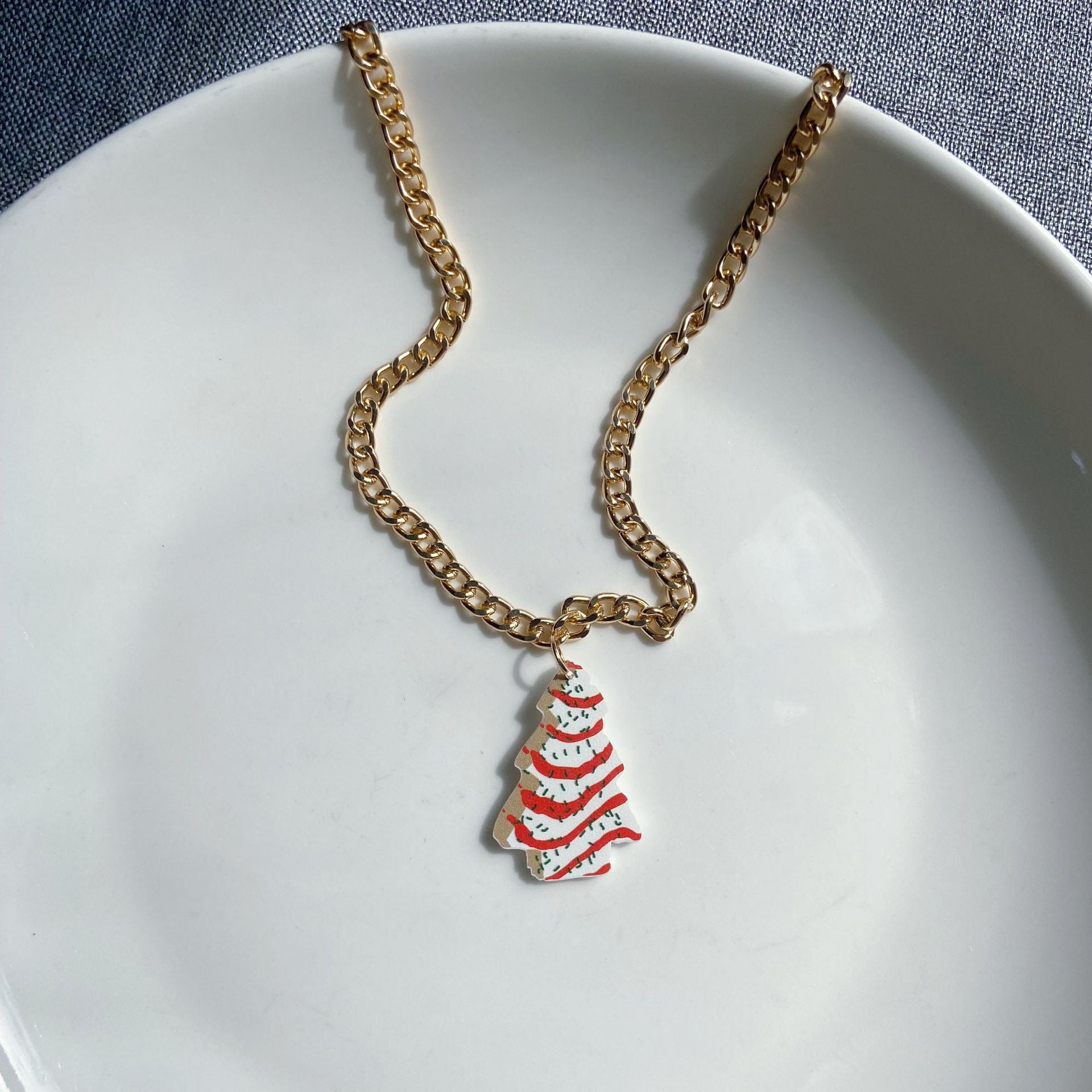 Wholesale Christmas tree cake tree  Acrylic Earrings and necklace set