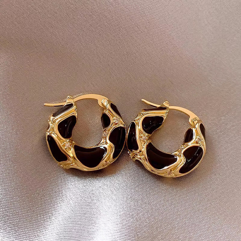 Wholesale Light Luxury High-end Elegant Enamel Ear Buckle Earrings