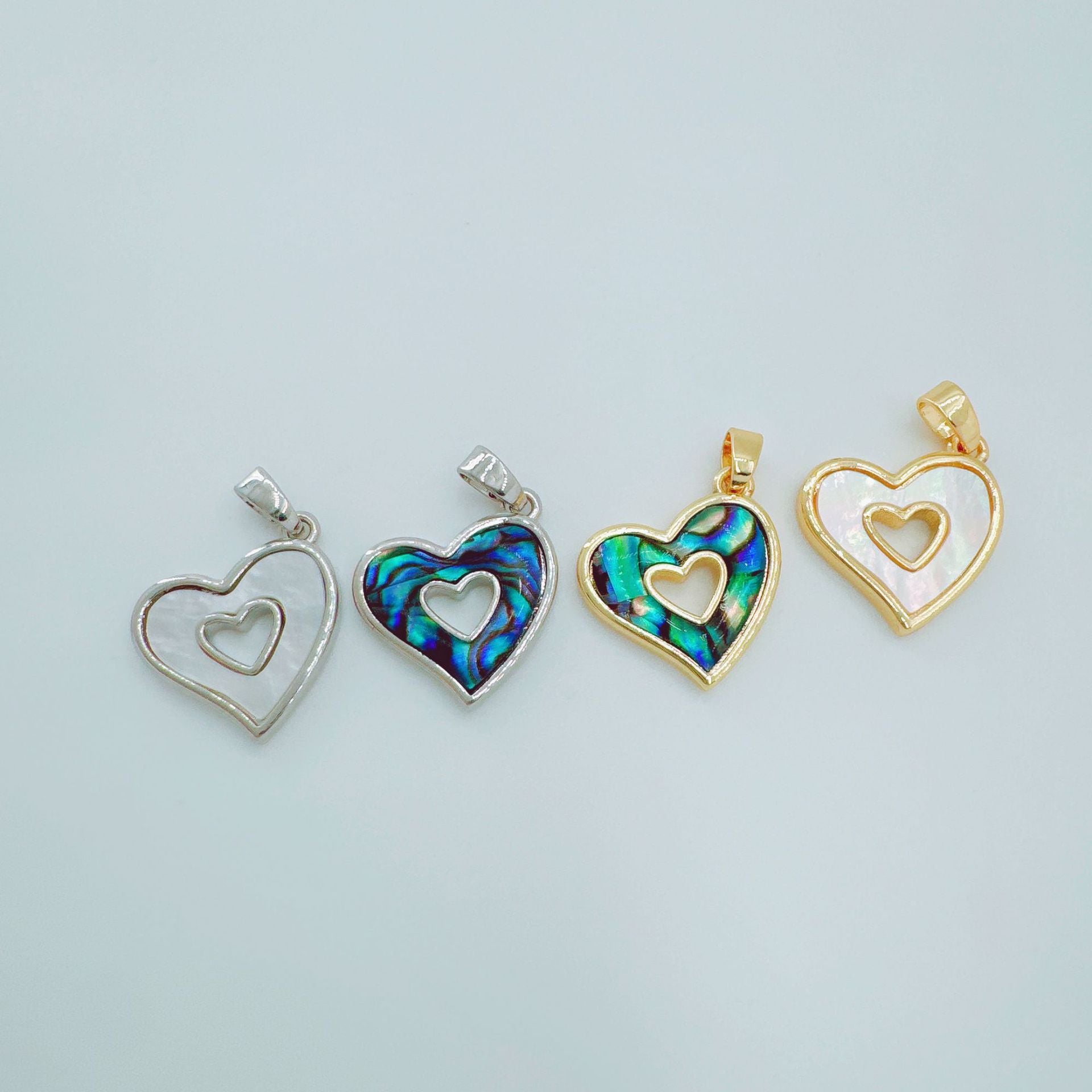 Wholesale DIY Shell Heart Necklace Pendant Gold Plated Fashion Jewelry Accessory Boutique Resale