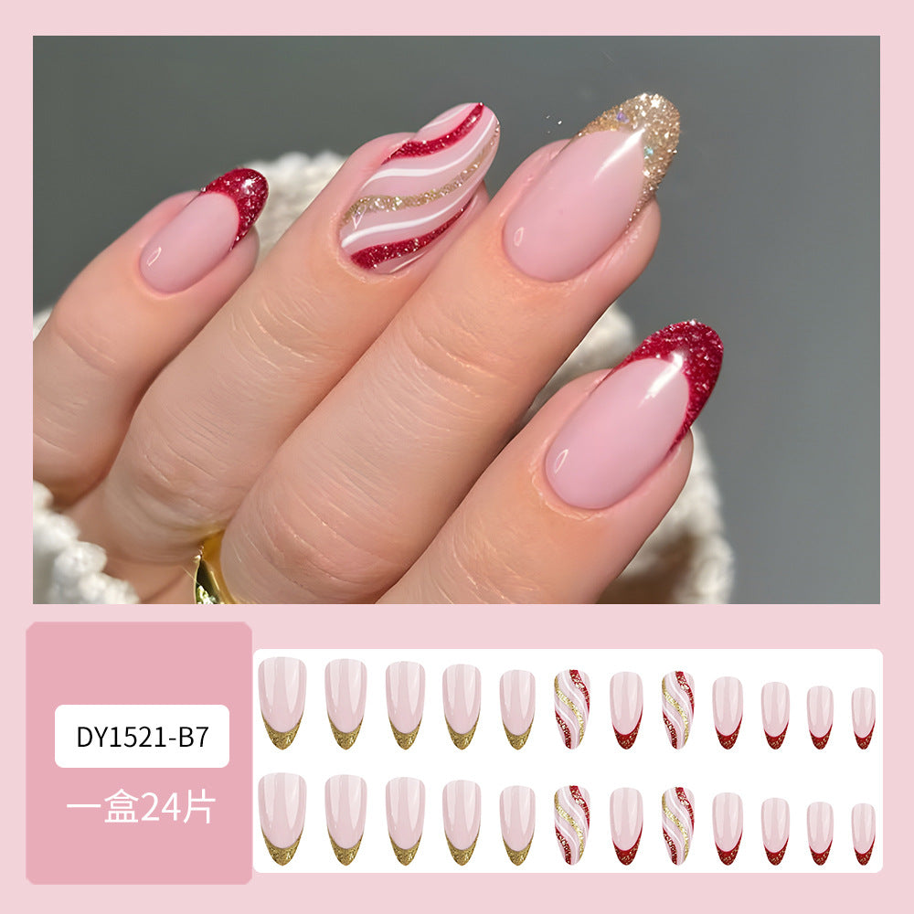 Wholesale 24 Pieces/box Christmas Glitter Stripe Nails Kits Nail Stickers ACC-NS-QXJ022