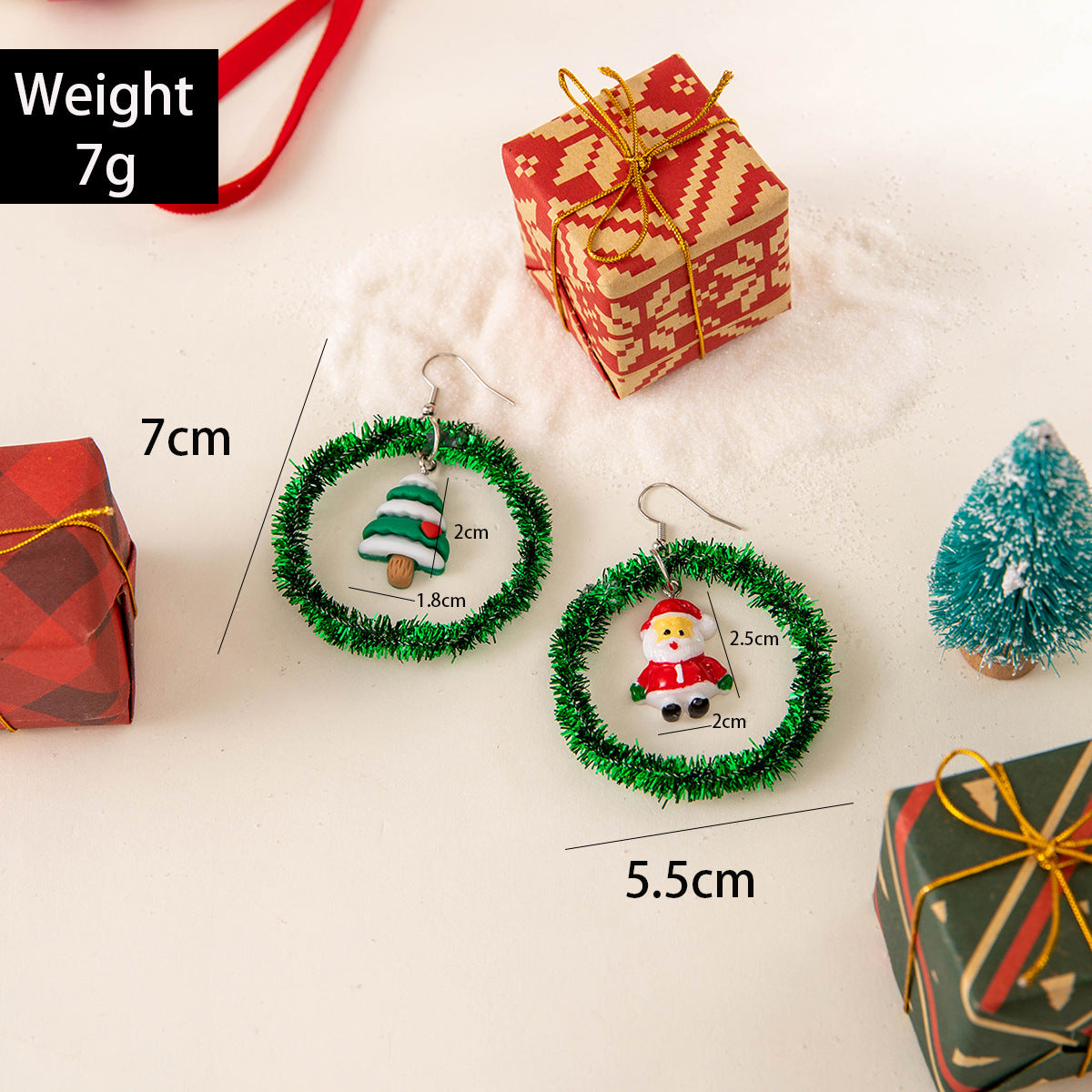 Wholesale Christmas tree bow color wreath earrings