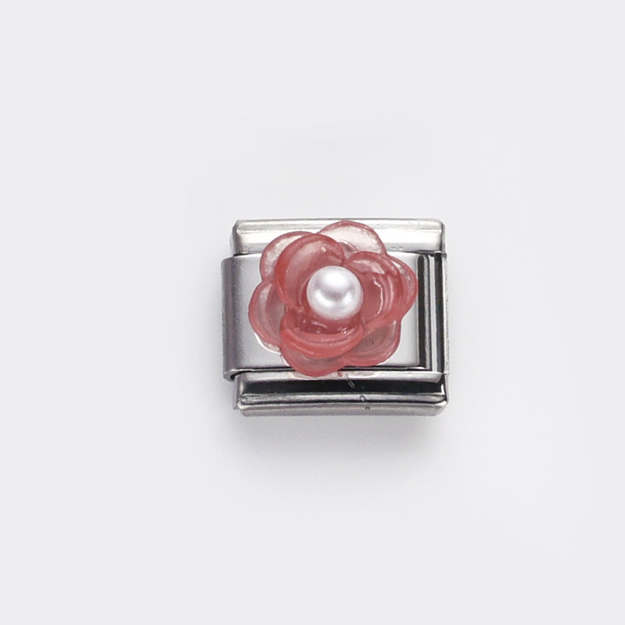 Wholesale 10pcs Italian Charm Bracelet 9mm DIY Splicing Flower Heart Fruit Stainless Steel Composable Bracelet