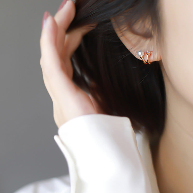 Wholesale Chic Fake Pearl Mosquit Repellent Clip On Earrings Double Layer Boutique Resale