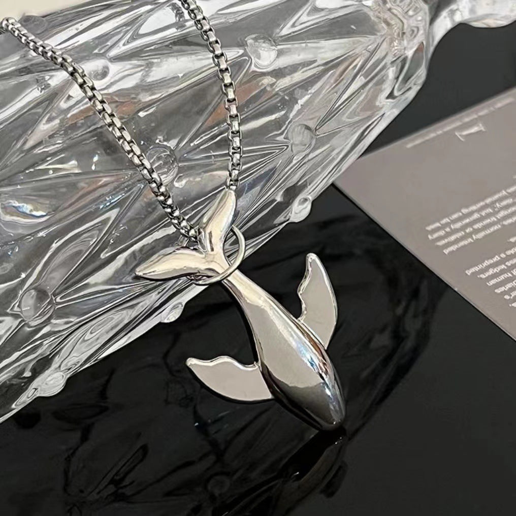 Wholesale Hip Hop Street Style Whale Pendant Long Necklace For Men Fashion Accessory Gift Boutique Resale
