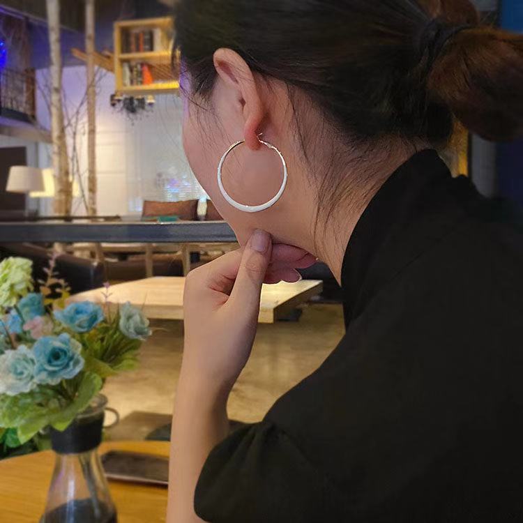 Wholesale 925 silver needle glass large hoop earrings