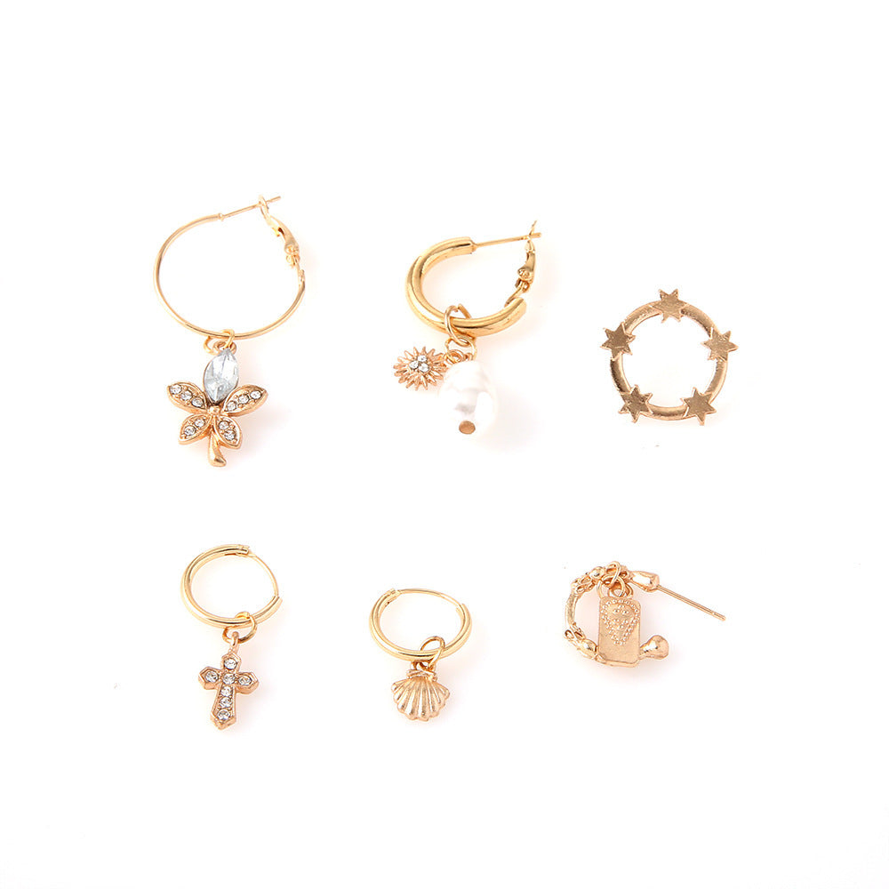 Wholesale  Pearl Cross Shell Butterfly Women Irregular Women Earrings