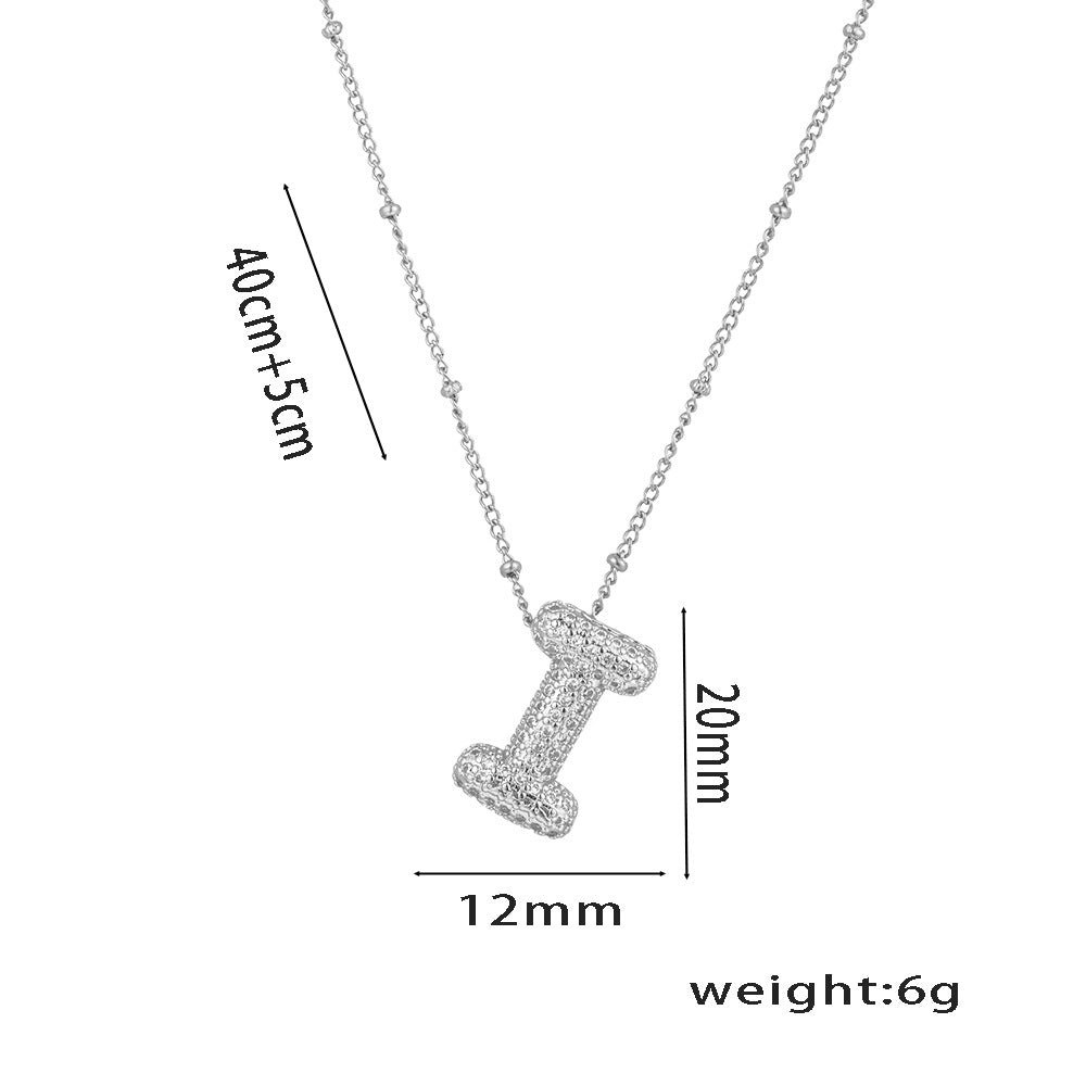 Wholesale Micro-Inlaid Zirconia Letter Pendant Necklace ACC-NE-KuCai012