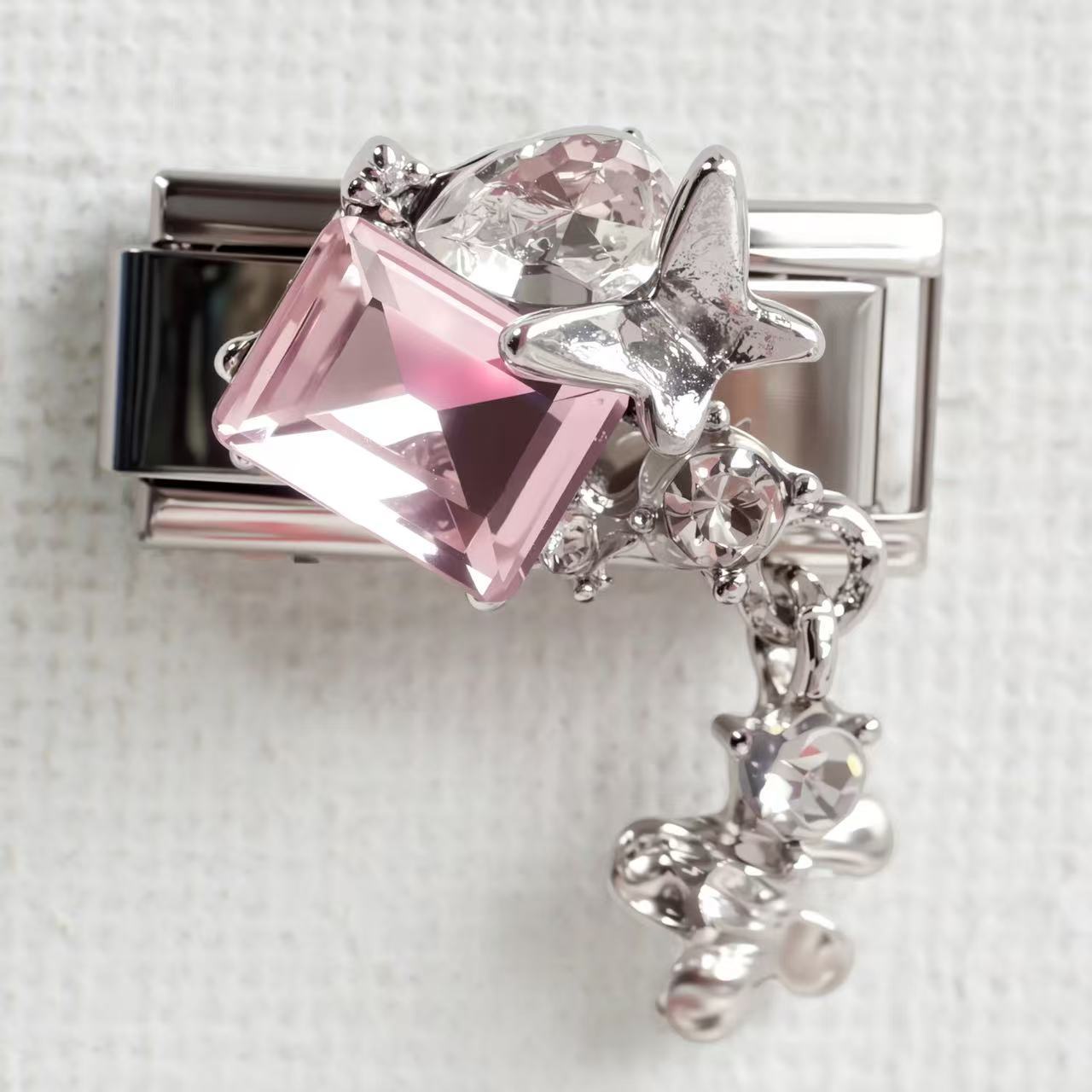 Wholesale 5pcs/pack Makeup &  Accessories Enamel Italian Charms Single Section Creative Stainless Steel Composable Bracelet