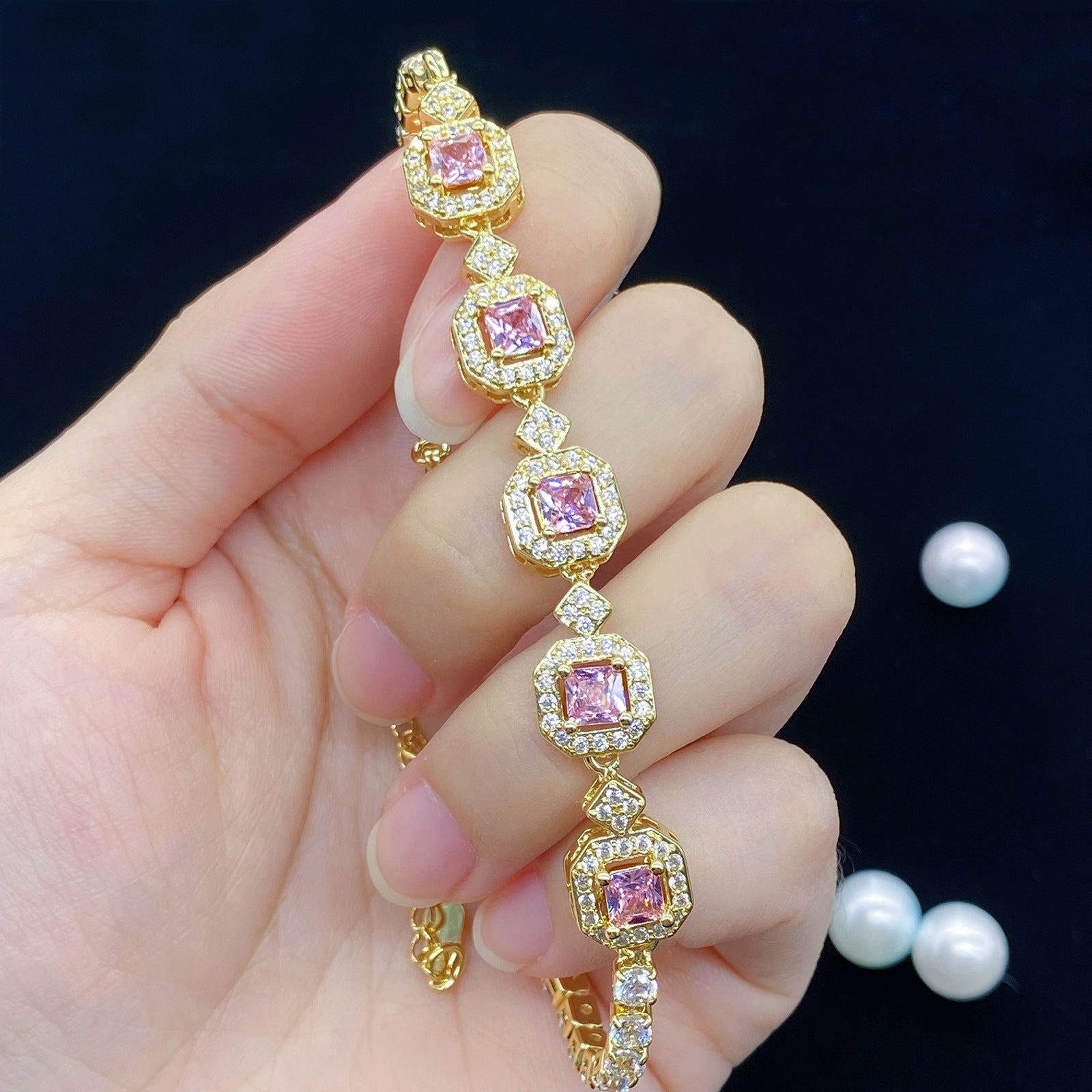 Wholesale Colorful Tourmaline Square Diamond Bracelet ACC-BT-KaLuoqi001