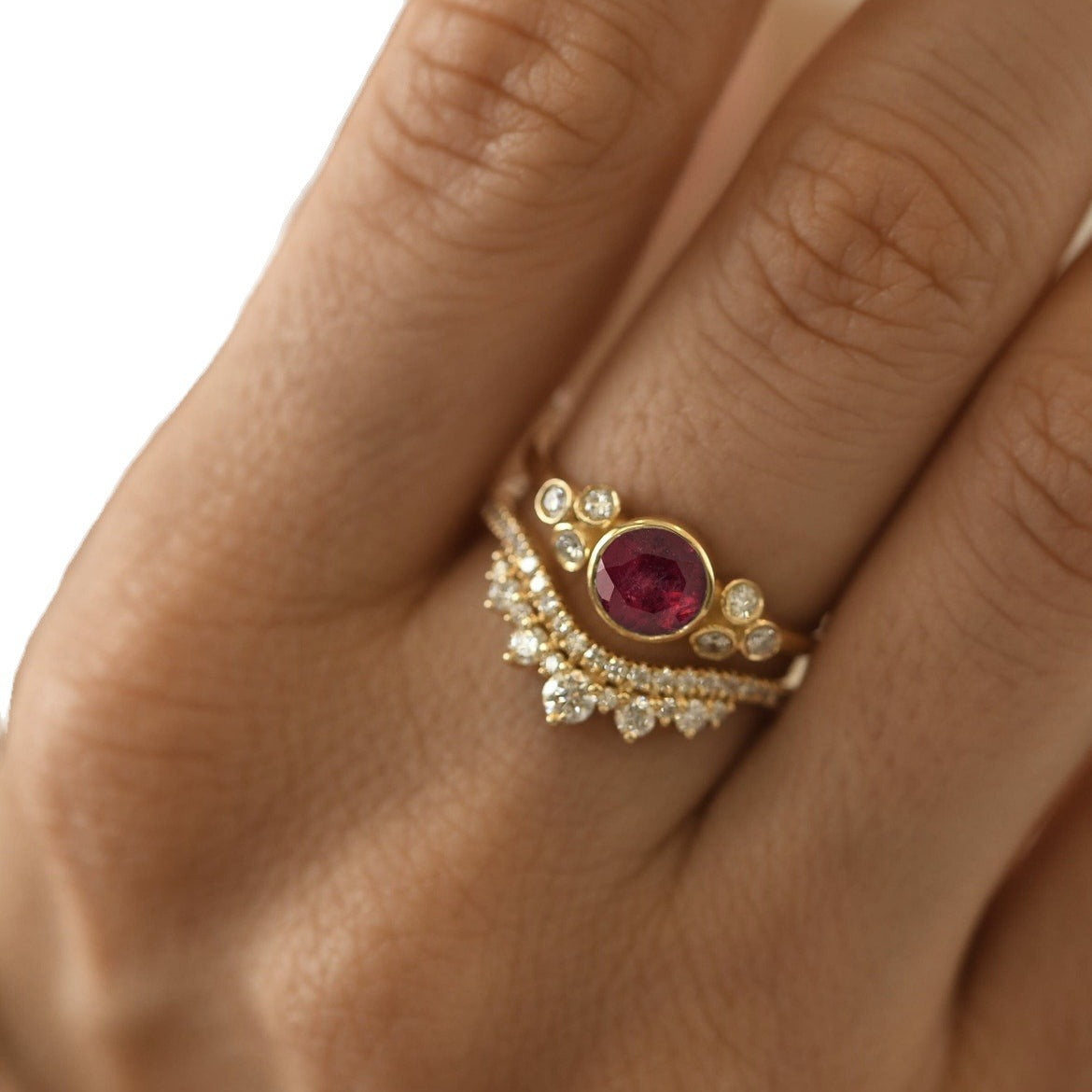 Wholesale Ruby Alloy Rings Set ACC-RS-SanJie002