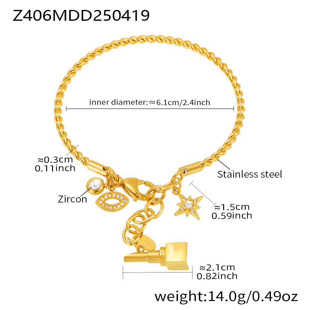 Wholesale Stainless Steel  Creative Gold Plated with Diamond Star DIY Multi-accessory Bracelet