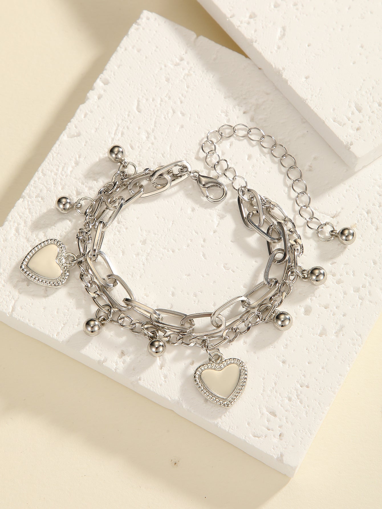 Wholesale Heart-shaped double-layered bracelet