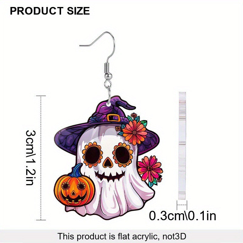Wholesale color ghost pumpkin acrylic flat earrings