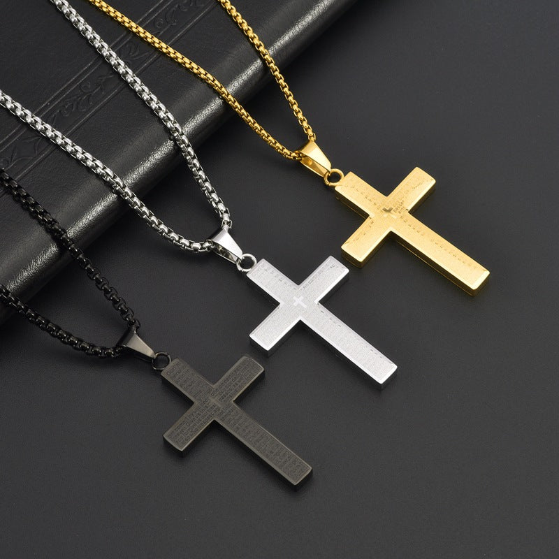 Collana in acciaio al titanio con pendente a croce all'ingrosso