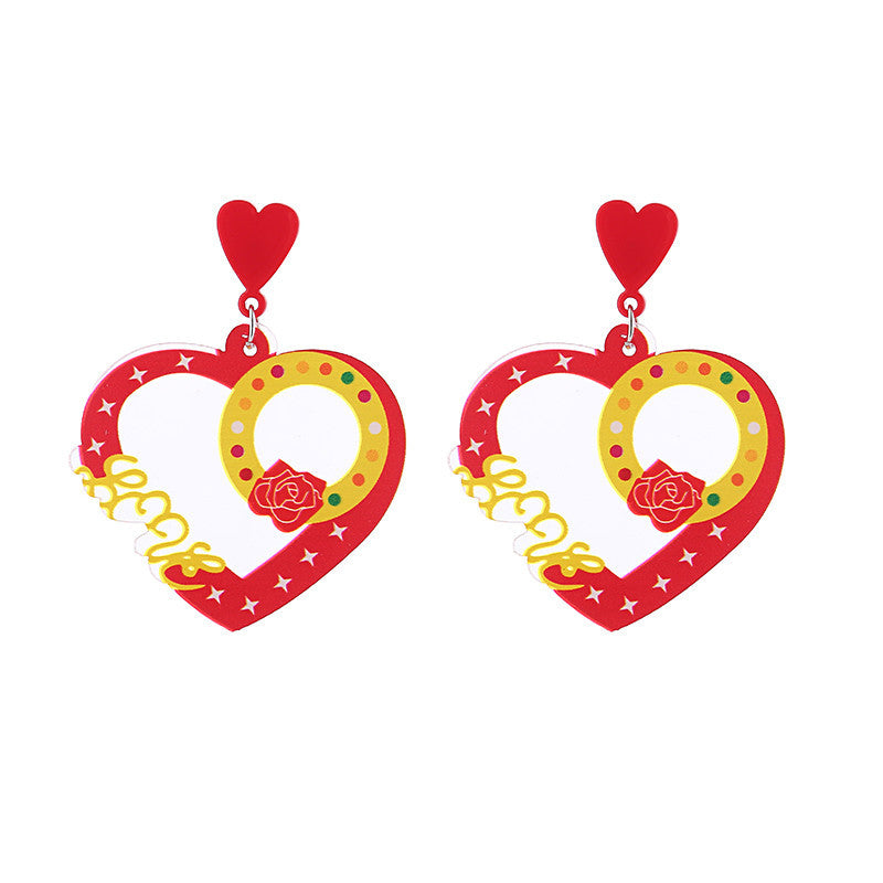 Wholesale Valentine's Day Flamingo Heart Earrings ACC-ES-ChouT010
