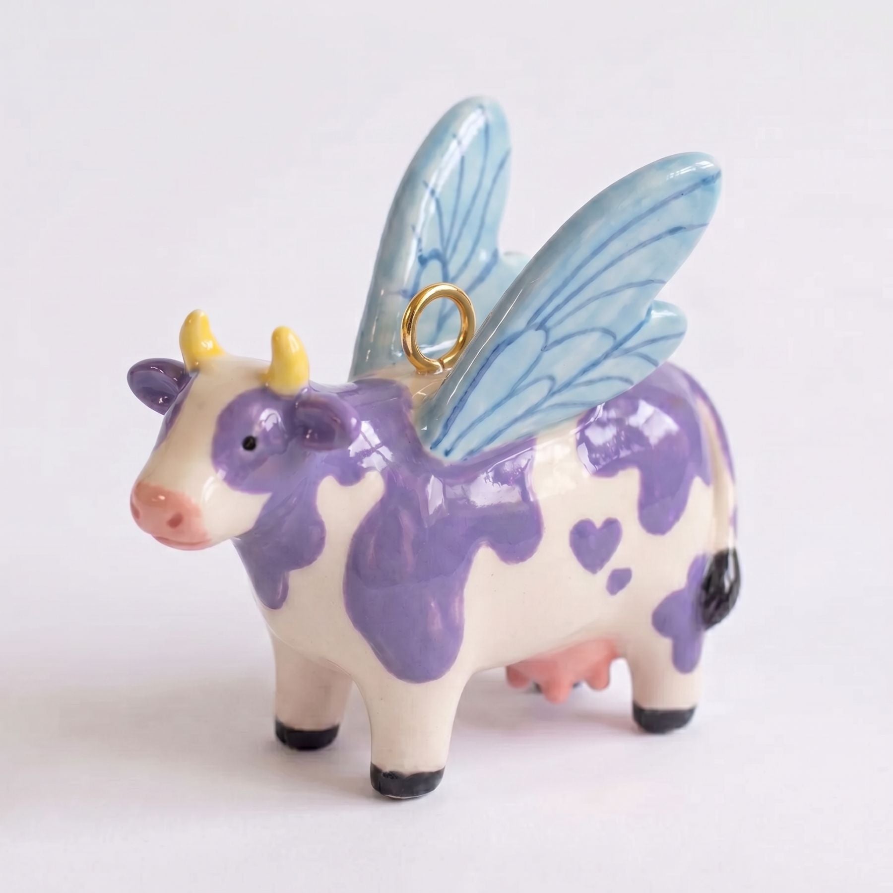 Wholesale Chic Winged Animal Pendant Milk Purple Polka Dot Design Fashion Jewelry Accessory For Boutique Resale Gift