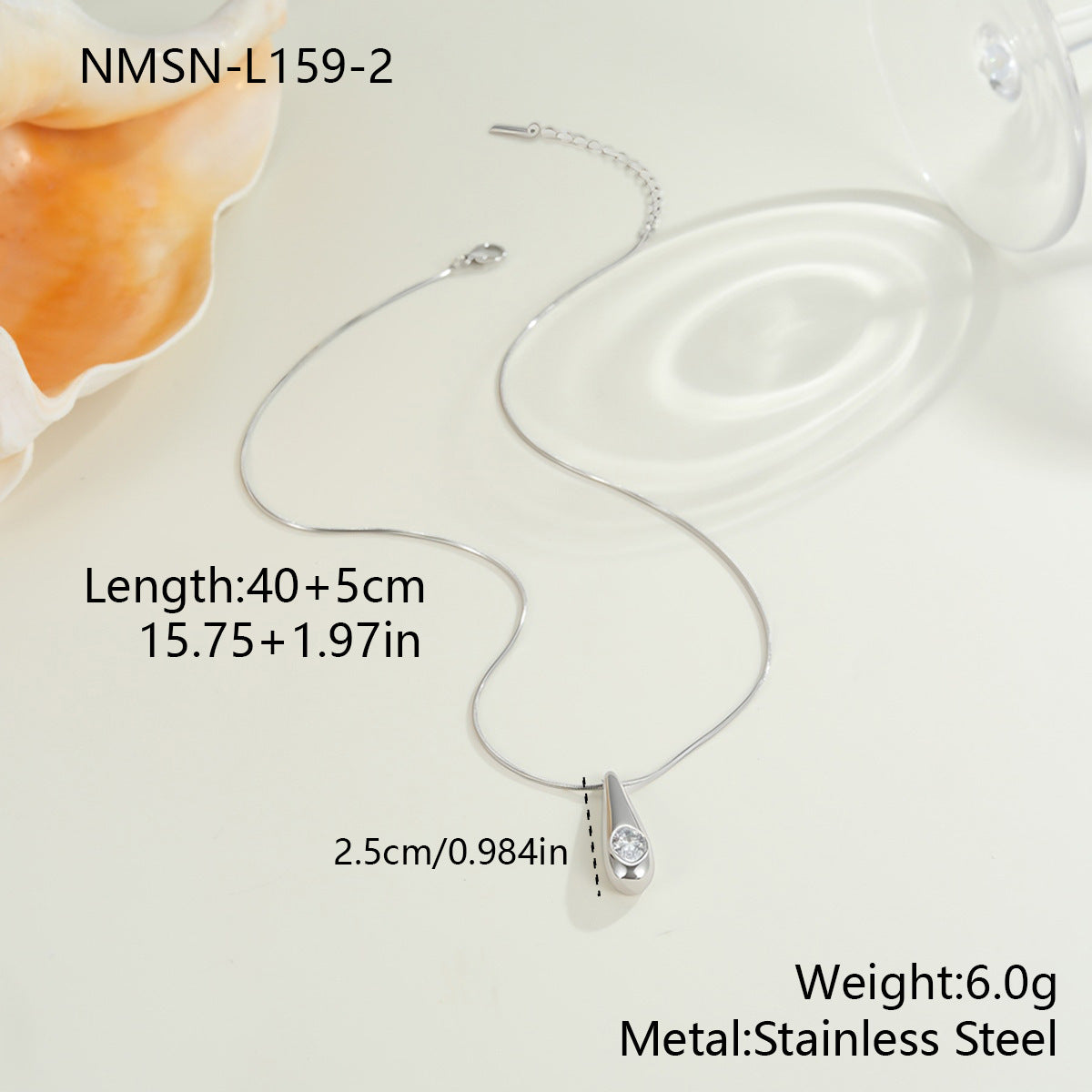 Wholesale Stainless steel zircon necklace