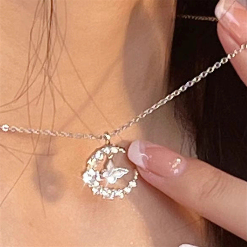 Wholesale Fashion Moon Diamond Butterfly Necklace  ACC-NE-YingHao006