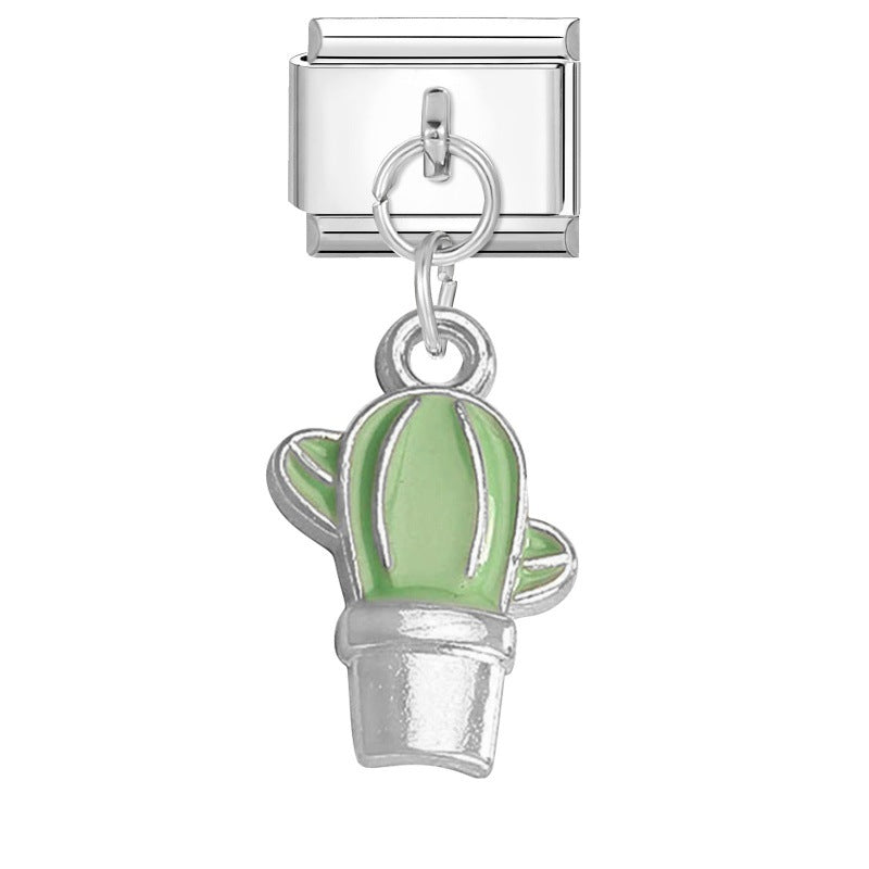 Wholesale  Italian Charm Bracelet 9mm DIY Pink Pendant Creative Stainless Steel Composable Bracelet