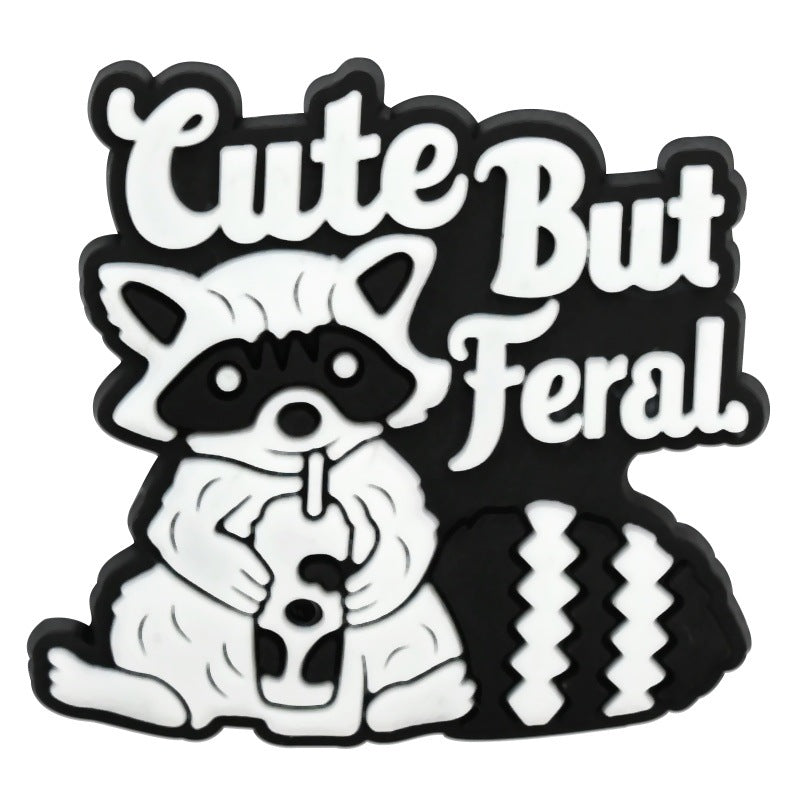 Wholesale Random 100pcs Cartoon raccoon-shaped  PVC Soft Rubber Shoe Buckle Decoration