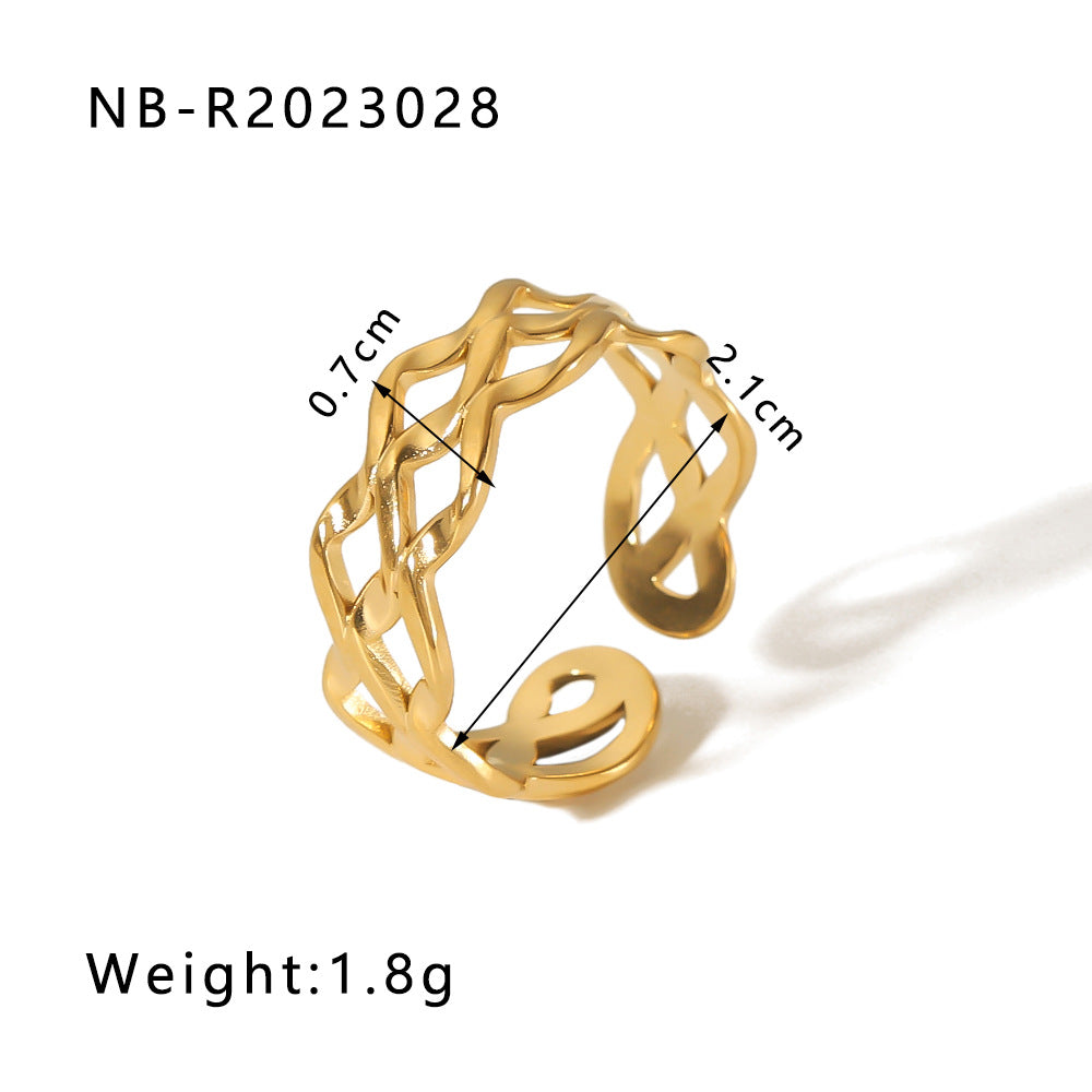 Wholesale Stainless Steel Open Ring Heart Shape Geometric Titanium Steel Ring ACC-RS-Xiny001