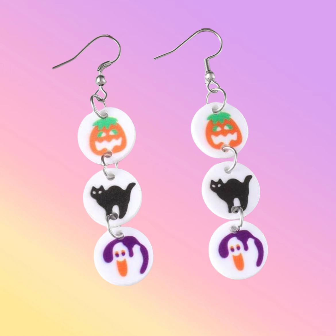 Wholesale  Acrylic Halloween Pumpkin Ghost Cat Element Earrings