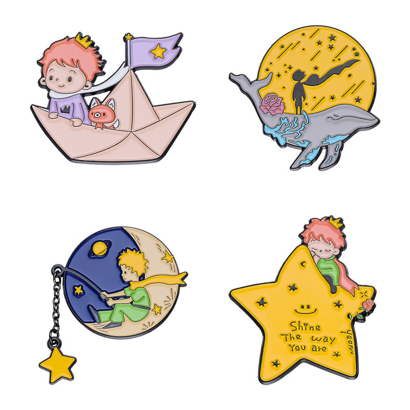 Wholesale Cute Cartoon Little Prince Star Fairy Tale Brooch Moon Aesthetic Badge ACC-BCH-QiHe002