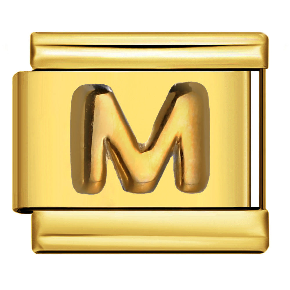 Wholesale Italian Charm Bracelet 9mm DIY Splicing Removable Raised Letters Stainless Steel Composable Bracelet