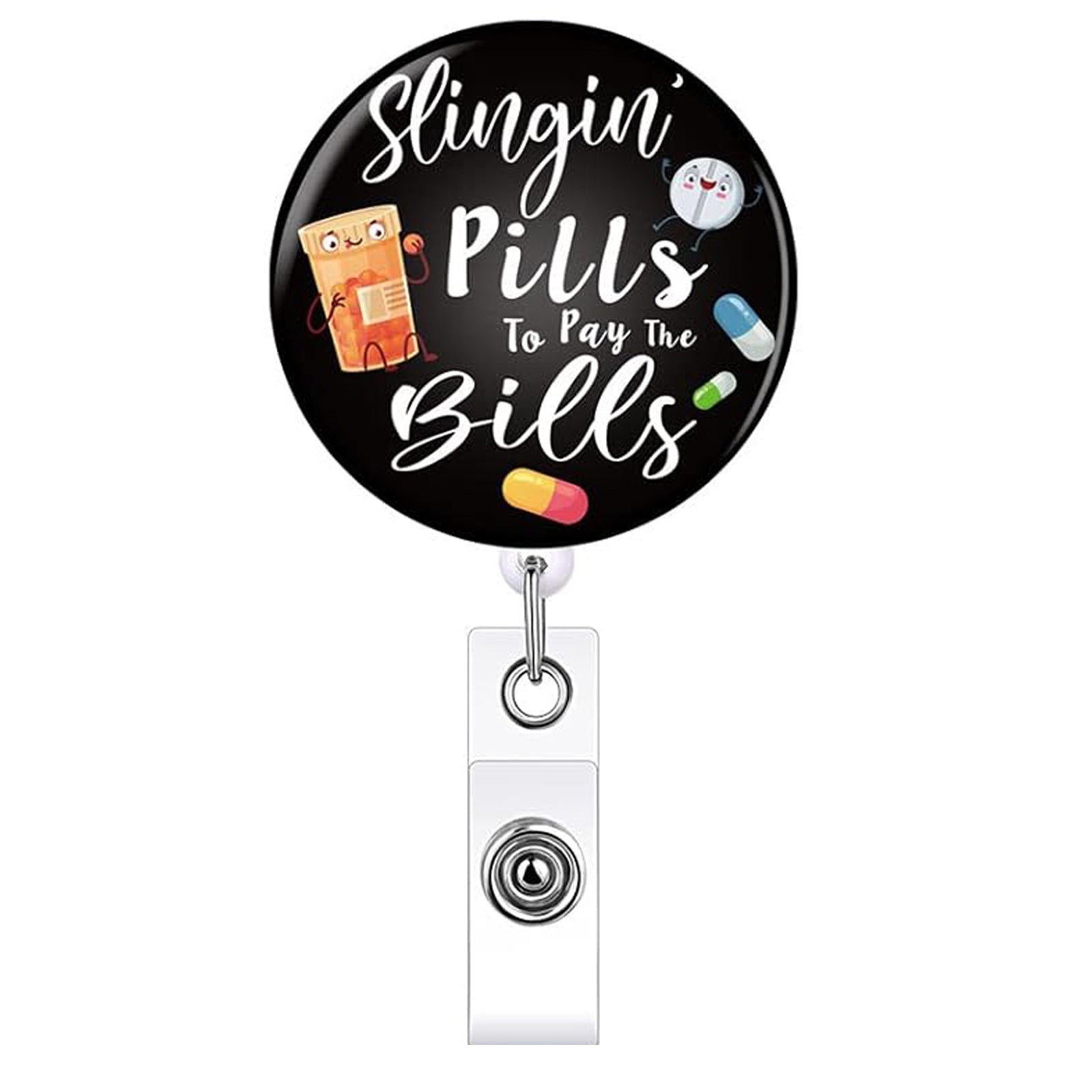 Wholesale Medical Glue Patch Medicine Bottle Pill Retractable Rotating Badge Keychain ACC-KC-QiDing023