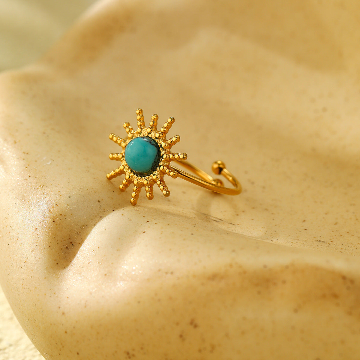 Wholesale Retro Style Stainless Steel Turquoise Adjustable Ring,  Jewelry Accessory for Resale