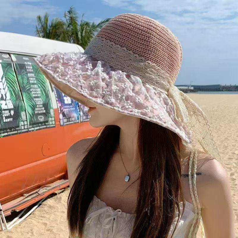 Wholesale Sun hat mesh floral bucket hat