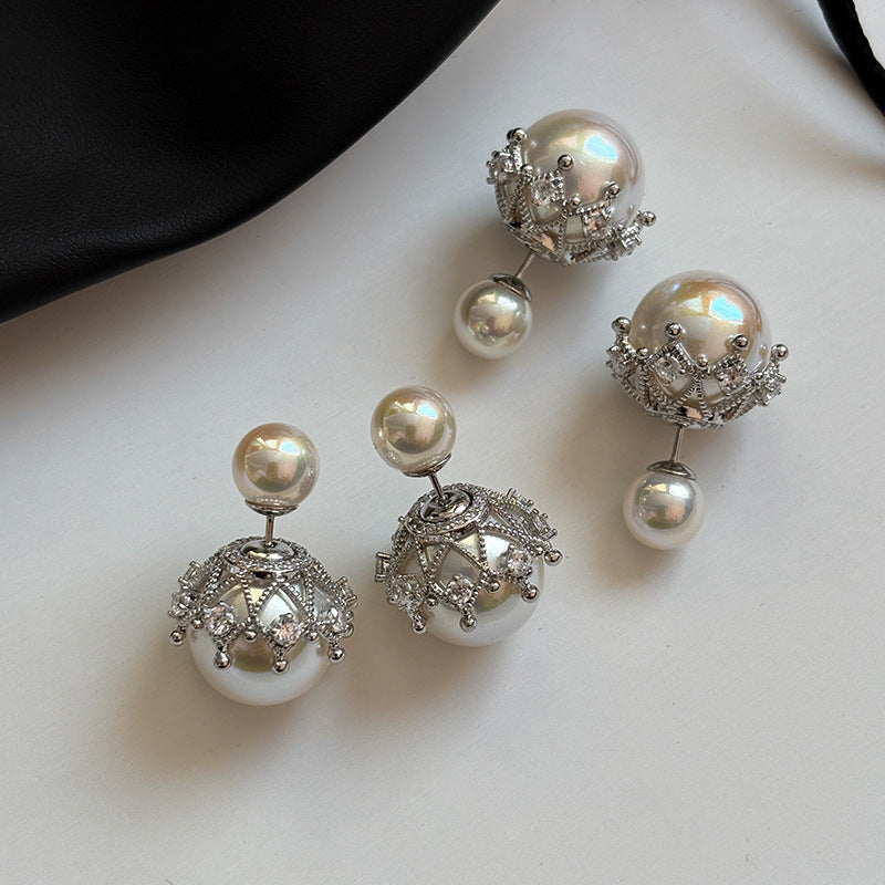 Wholesale S925 Sterling Silver  Large Colorful Pearl Earrings