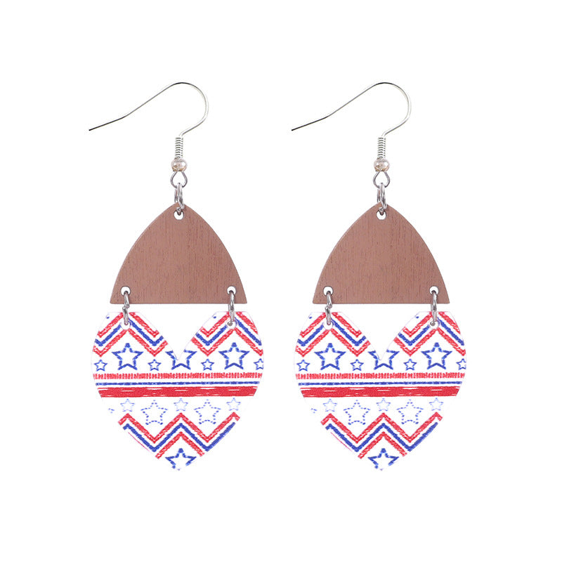 Wholesale Independence Day Star Earrings Striped Love Acrylic Stitching Earrings