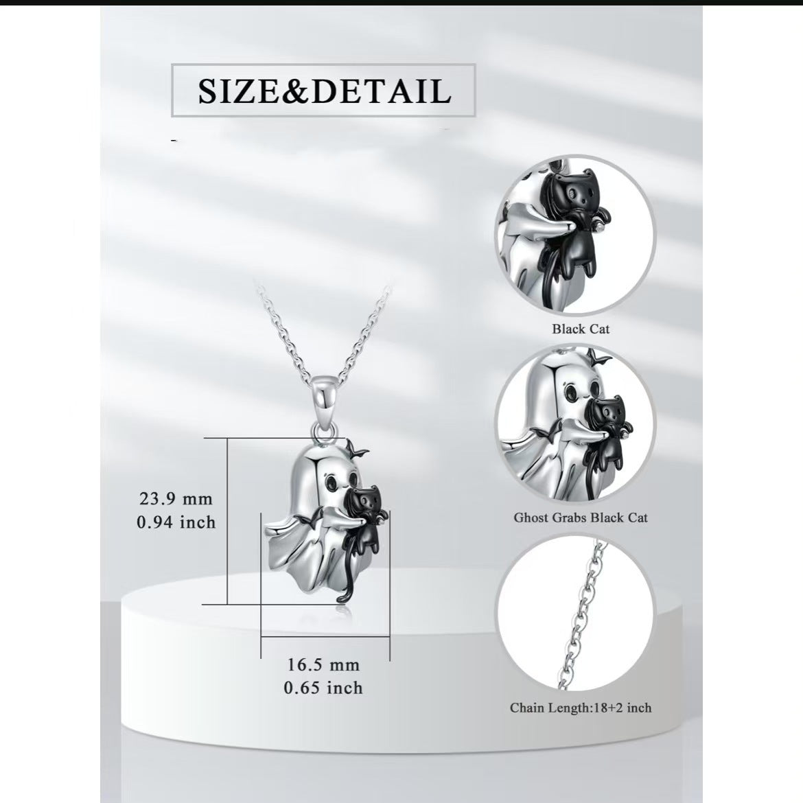 Wholesale Halloween Angel Ghost Cat Pendant Necklace