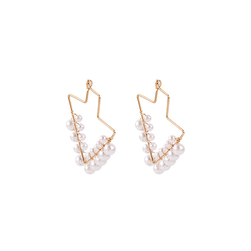Wholesale Geometric Arrow Tassel Pearl Earrings