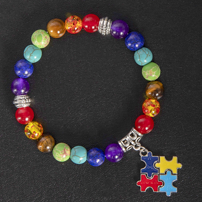 Wholesale Natural Agate Yoga Bracelet with Ribbon Pendant,  Unisex Everyday Jewelry