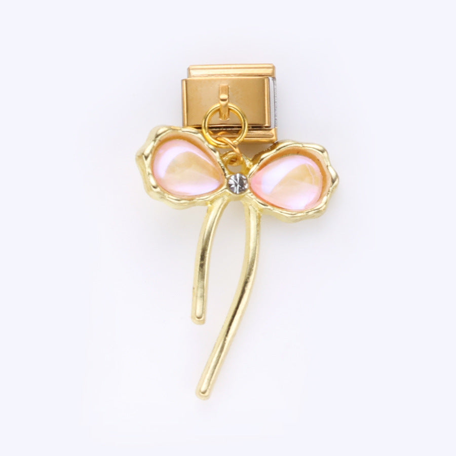 Wholesale 10pcs Italian Charm Bracelet 9mm DIY Splicing Gold Cherry Cross Stainless Steel Composable Bracelet