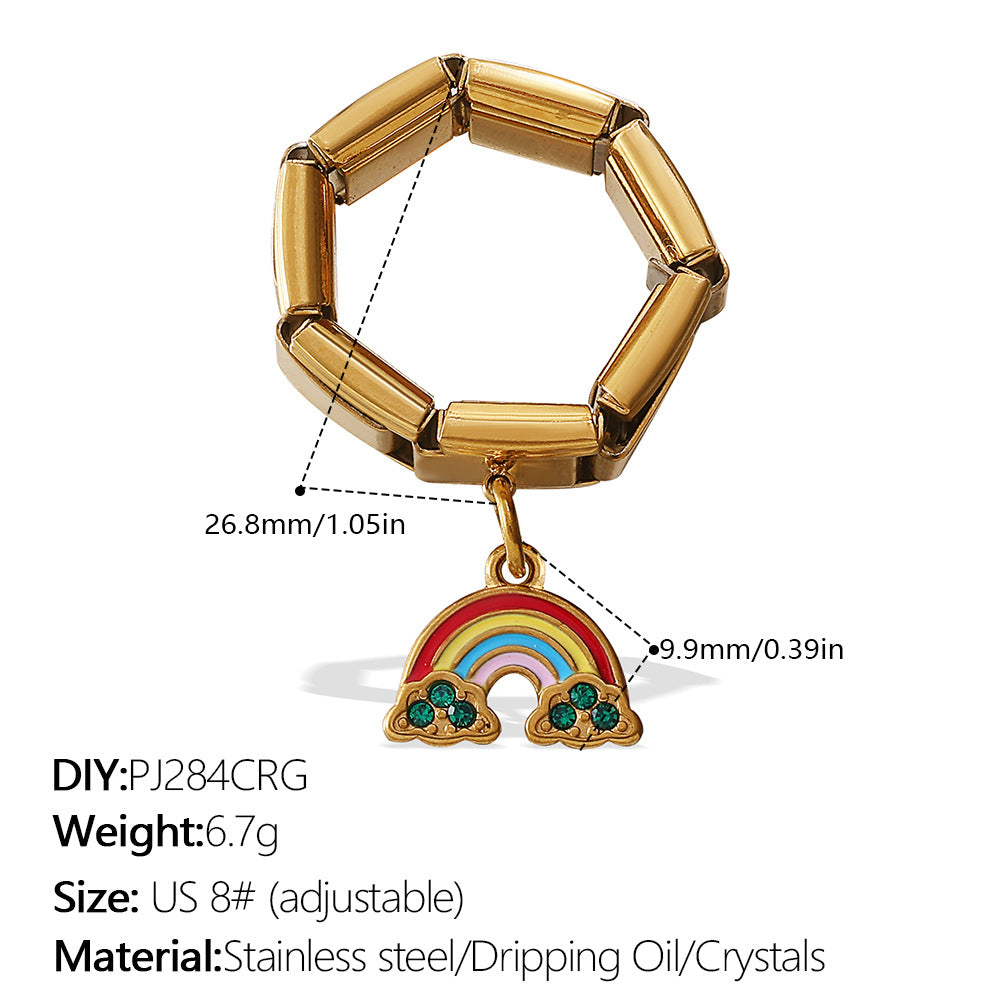 Wholesale Stainless Steel 18K Gold-Plated Pendant Ring Oil Dripping Accessible Luxury Hot-Selling Popular Pendant Ring Jewelry