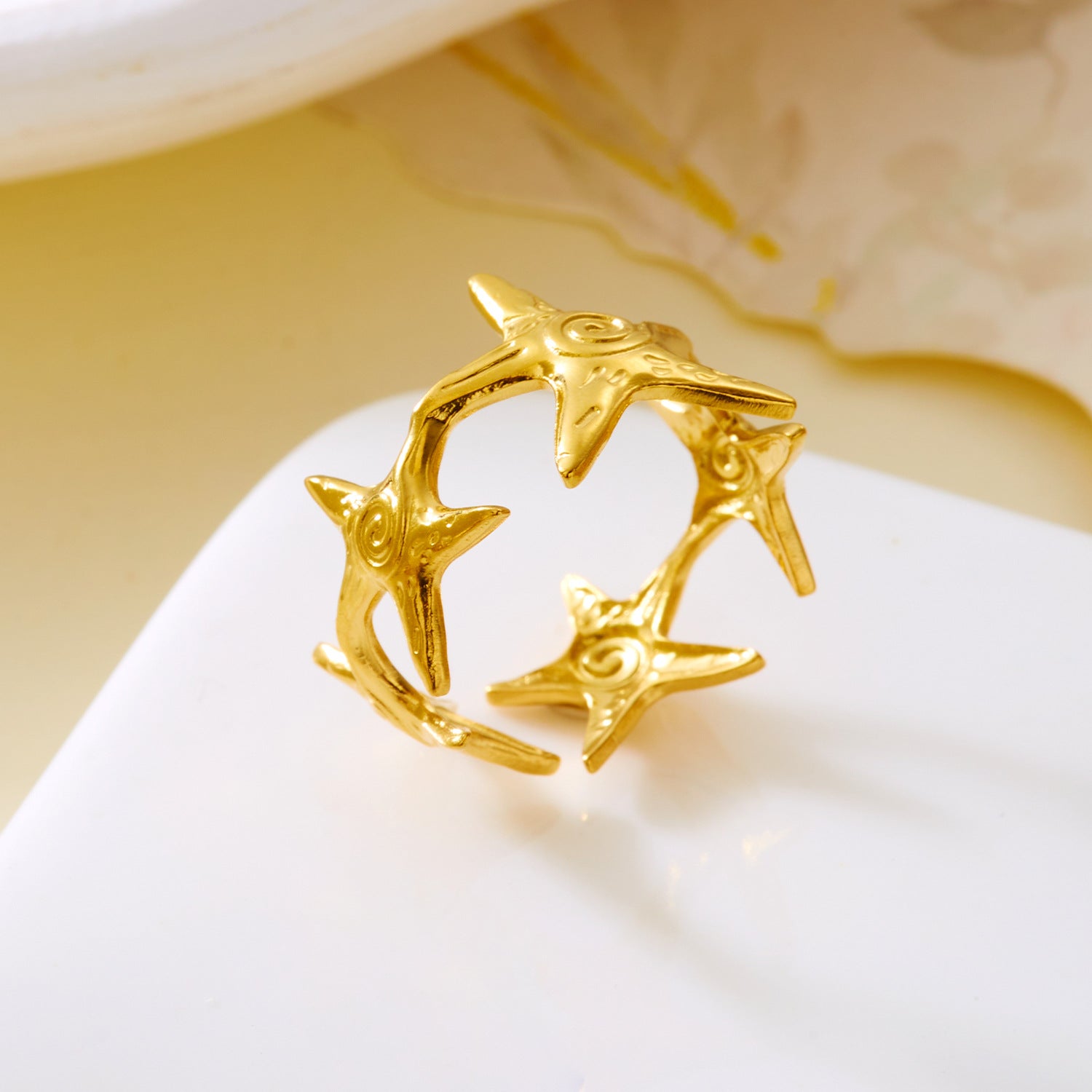 Wholesale Starfish Flower  Stainless Steel Ring