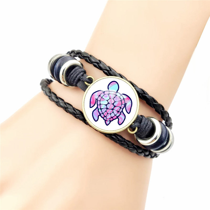 Wholesale Rendering Color Turtle Bracelet Retro Woven Leather Bracelet ACC-BT-JiaYun002