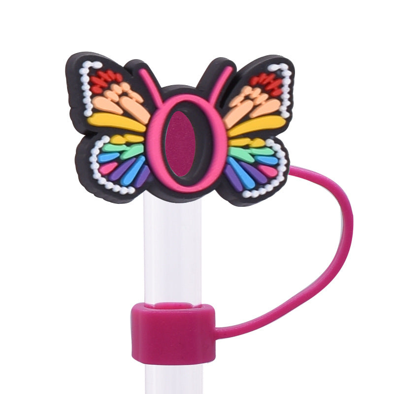 Wholesale Random 100pcs Creative DIY butterfly letters Straw Cover Straw Tube Cap