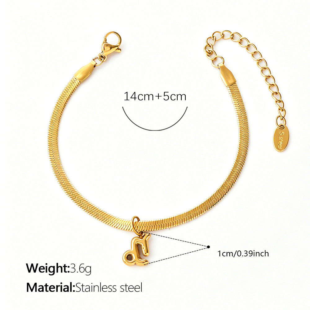 Wholesale Vintage Zodiac Stainless Steel Bracelet 18K Gold Plated Travel Souvenir Jewelry Accessory