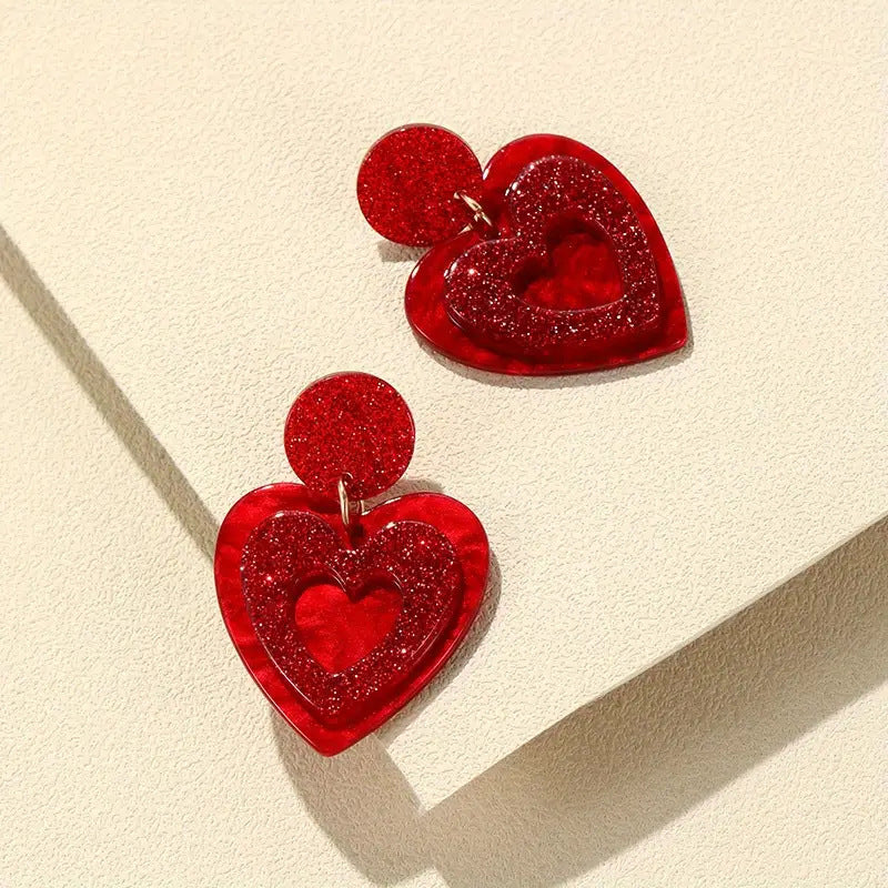 Wholesale Valentine' s Day Acrylic Heart Earrings