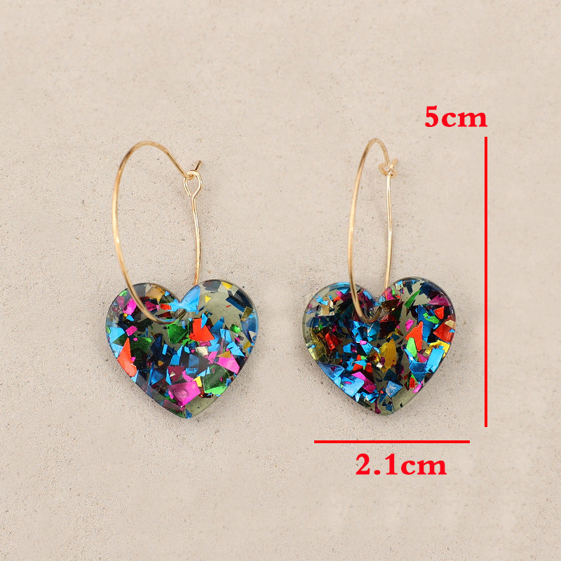 Wholesale Transparent Pink Heart Sequined Earrings For Women Trendy Valentine S Day Jewelry Accessory Casual Party Gift