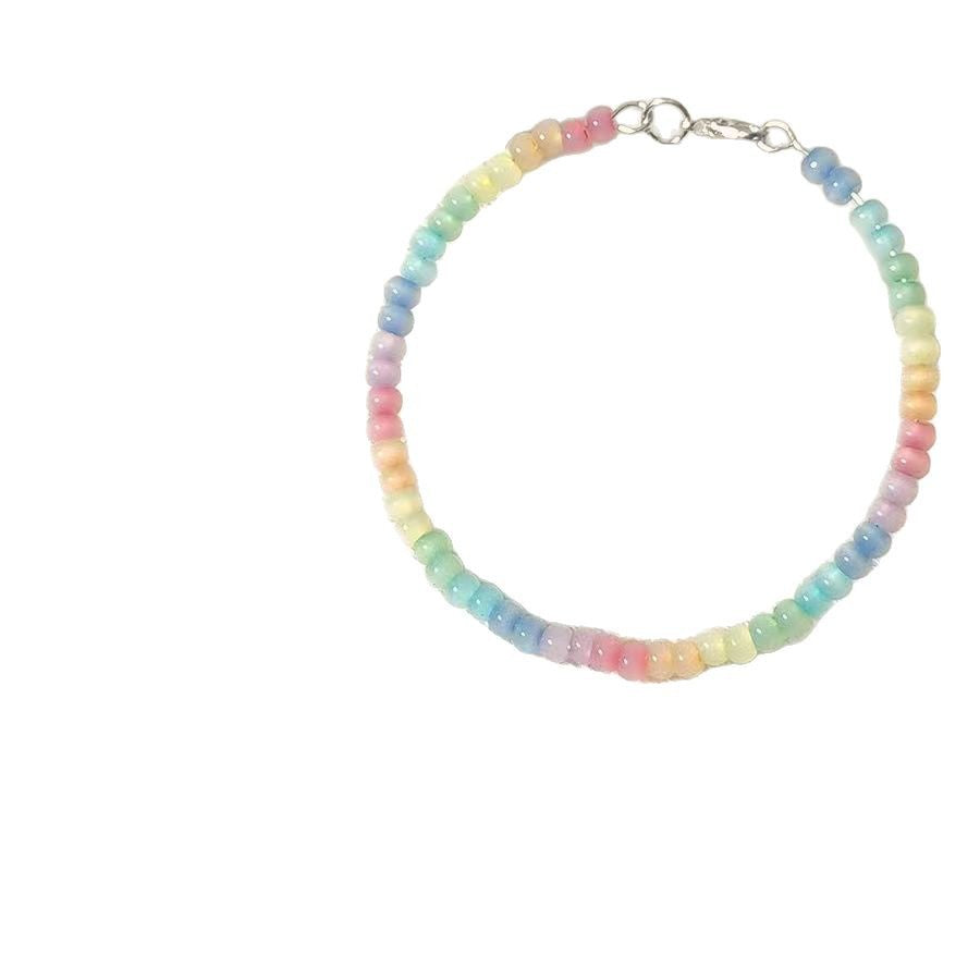 Wholesale Dopamine Rainbow Rice Bead Bracelet Glass Handmade Beads Trendy Jewelry Accessory For Women And Girls